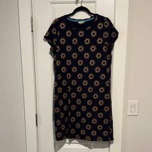 Boden casual cotton Navy and Gold Patterned Dress